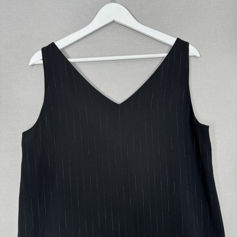 MM.LaFleur Rhonda Top Womens Large Black Pinstripe V Neck Blouse Tank Office - Picture 6 of 12